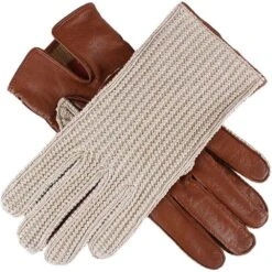 Dents Lesley Cotton Crochet Driving Gloves - Cognac Tan
