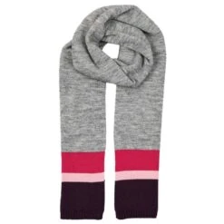 Dents Plain Knitted Striped Scarf - Dove Grey/Purple