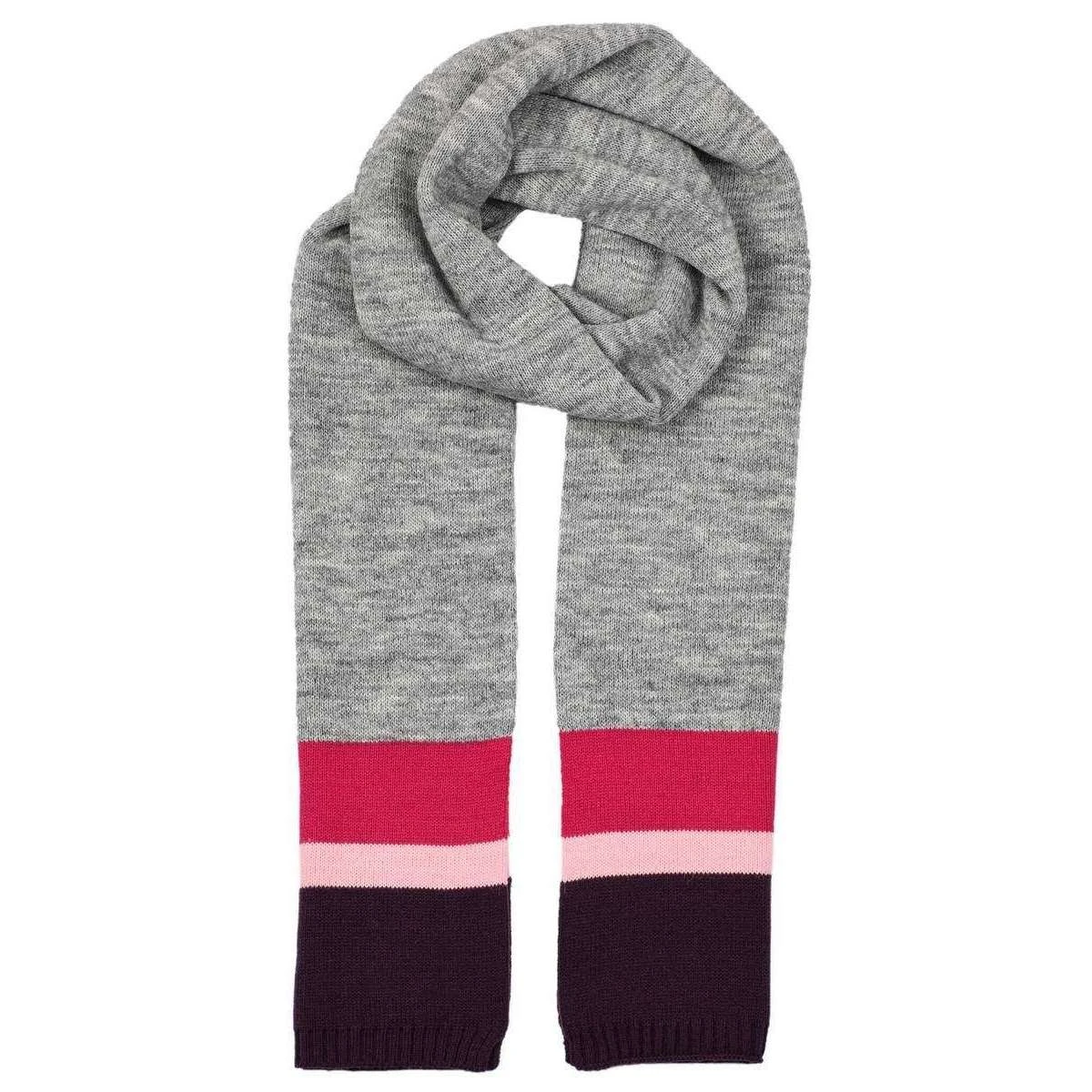 Dents Plain Knitted Striped Scarf - Dove Grey/Purple