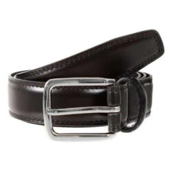 Dents Plain Leather Belt - Black