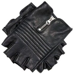 Dents Veronica Goatskin Leather Half Finger Driving Gloves - Black