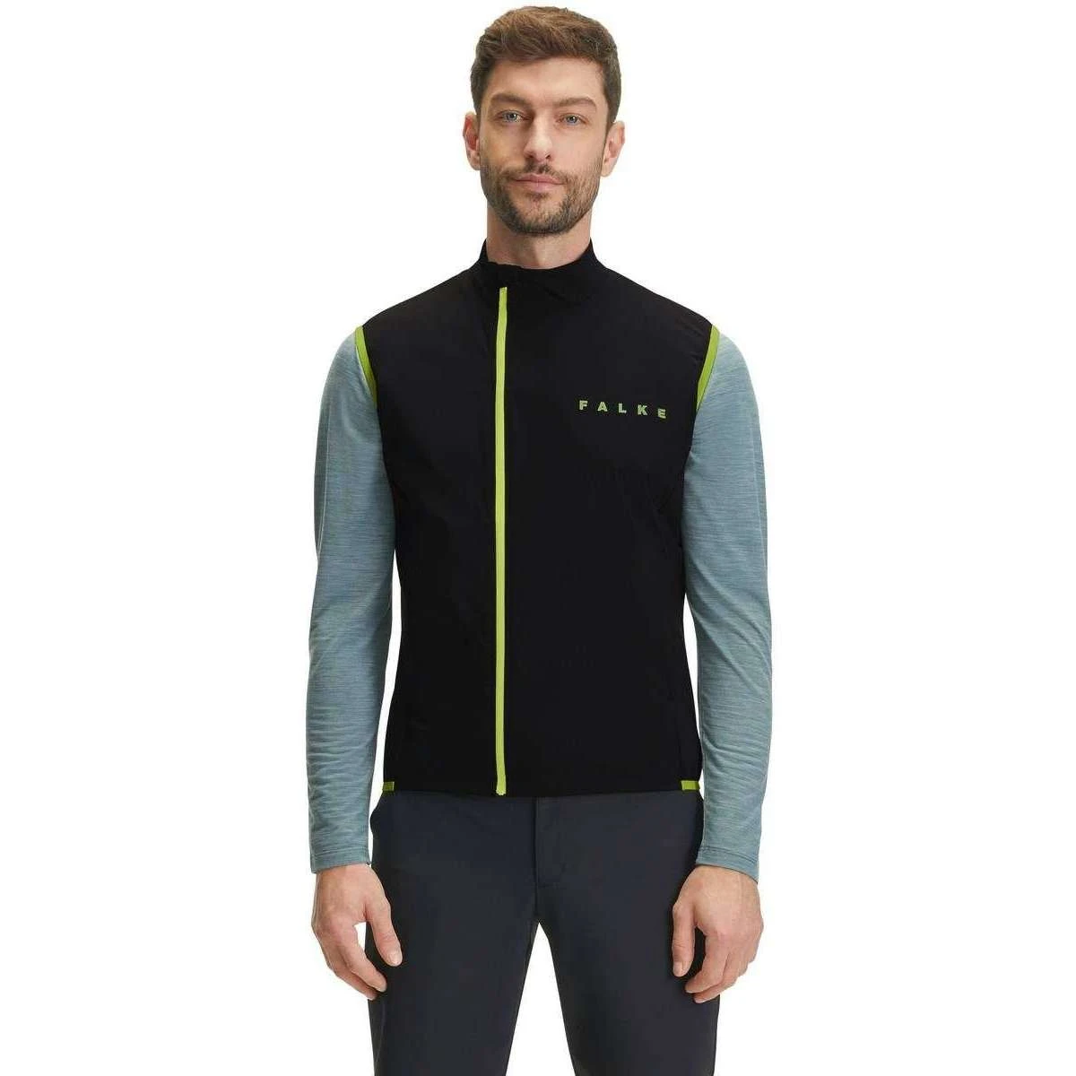 Falke Light Biking Waistcoat - Black/Lime Green - Image 2