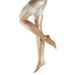Falke Lunelle Ultra-Transparent Shimmer 8 Denier Stockings - Powder/White