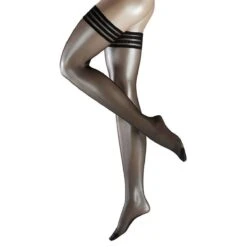 Falke Pure Matte 20 Denier Transparent Matte Stay Up Stockings - Black