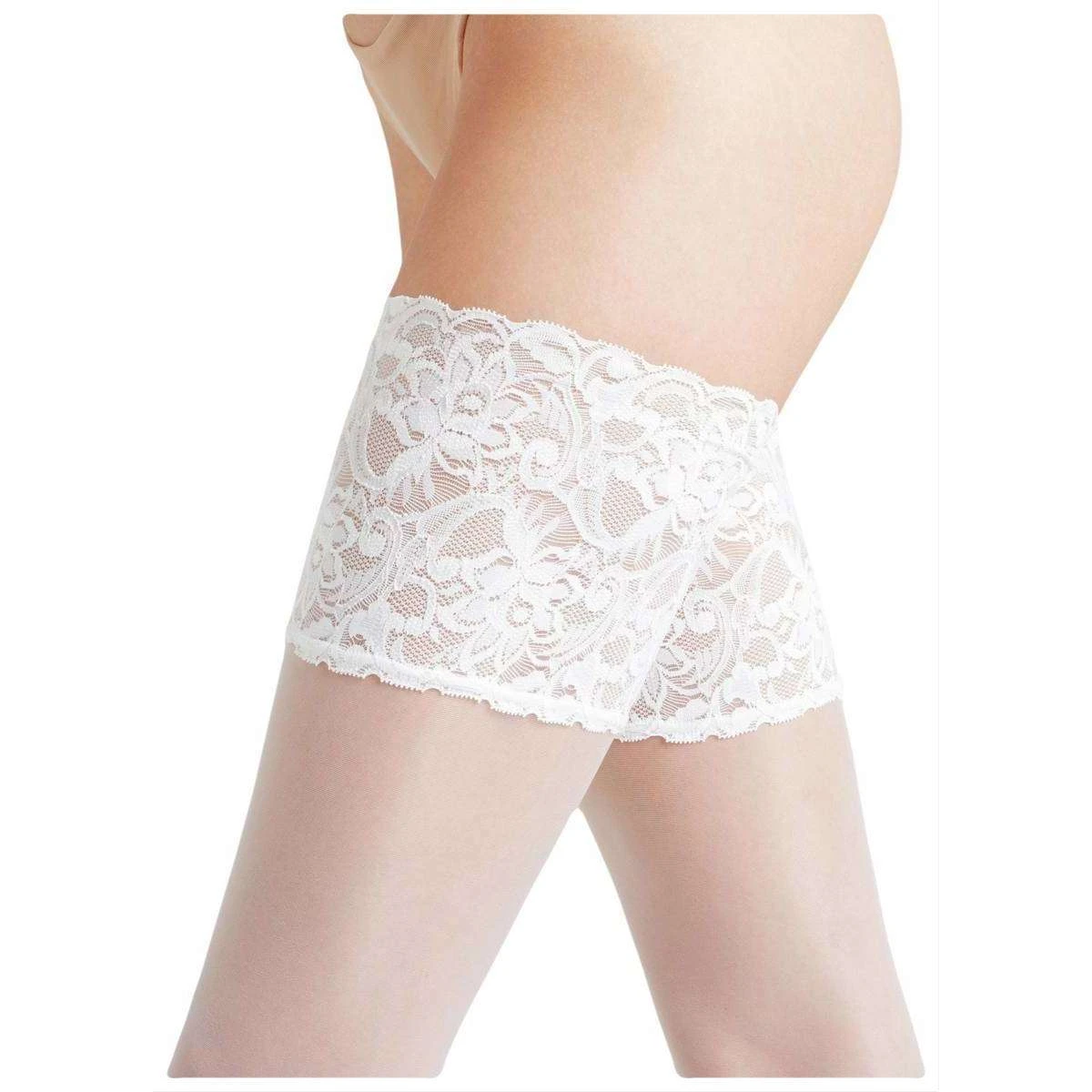 Falke Seidenglatt 15 Den Stay Up Transparent Floral Stockings - White - Image 3