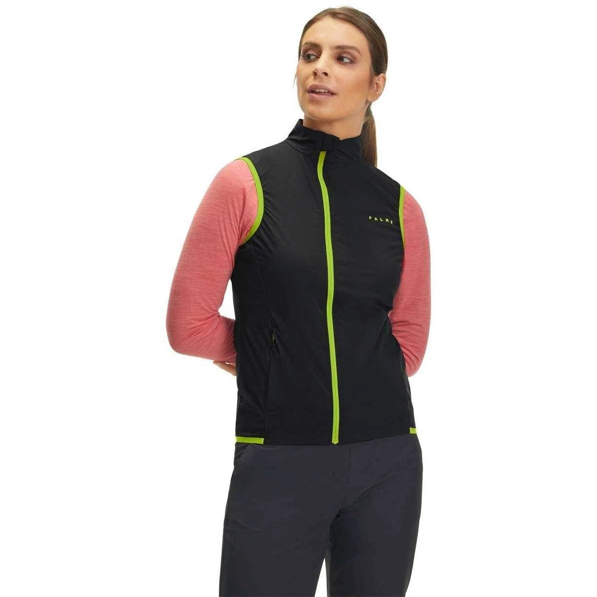 Falke Zipped Biking Waistcoat - Black/Green - Image 2