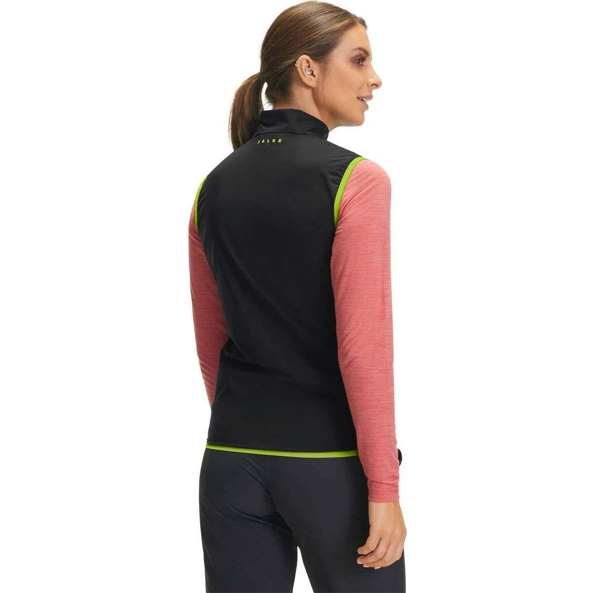 Falke Zipped Biking Waistcoat - Black/Green - Image 3