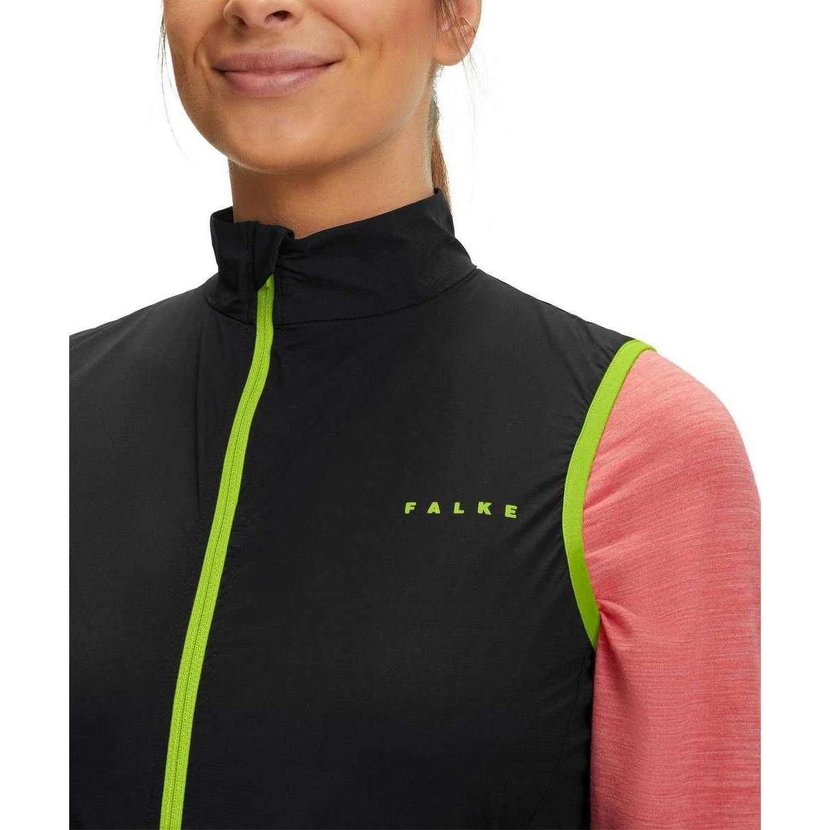 Falke Zipped Biking Waistcoat - Black/Green - Image 4