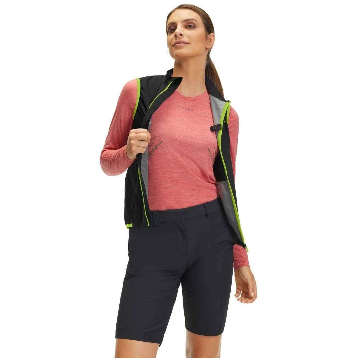 Falke Zipped Biking Waistcoat - Black/Green - Image 6