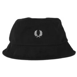 Fred Perry Pique Bucket Hat - Black/Snow White