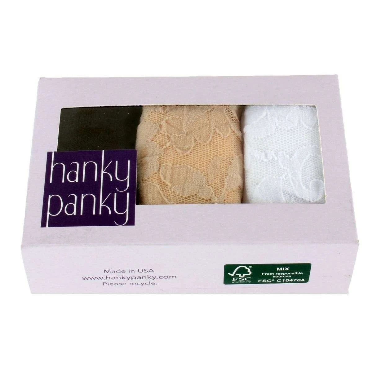 Hanky Panky Signature Lace 3 Pack Original Rise Thong - Black/White/Chai Beige - Image 5