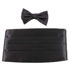 Knightsbridge Neckwear Bow Tie And Cummerbund Set - Black