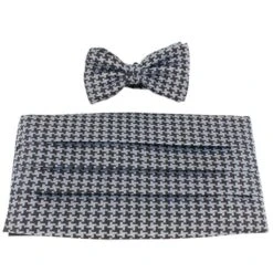 Knightsbridge Neckwear Bow Tie And Cummerbund Set - Black/Grey