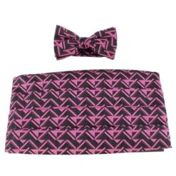 Knightsbridge Neckwear Bow Tie And Cummerbund Set - Black/Pink