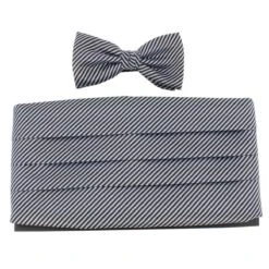 Knightsbridge Neckwear Bow Tie And Cummerbund Set - Black/Silver