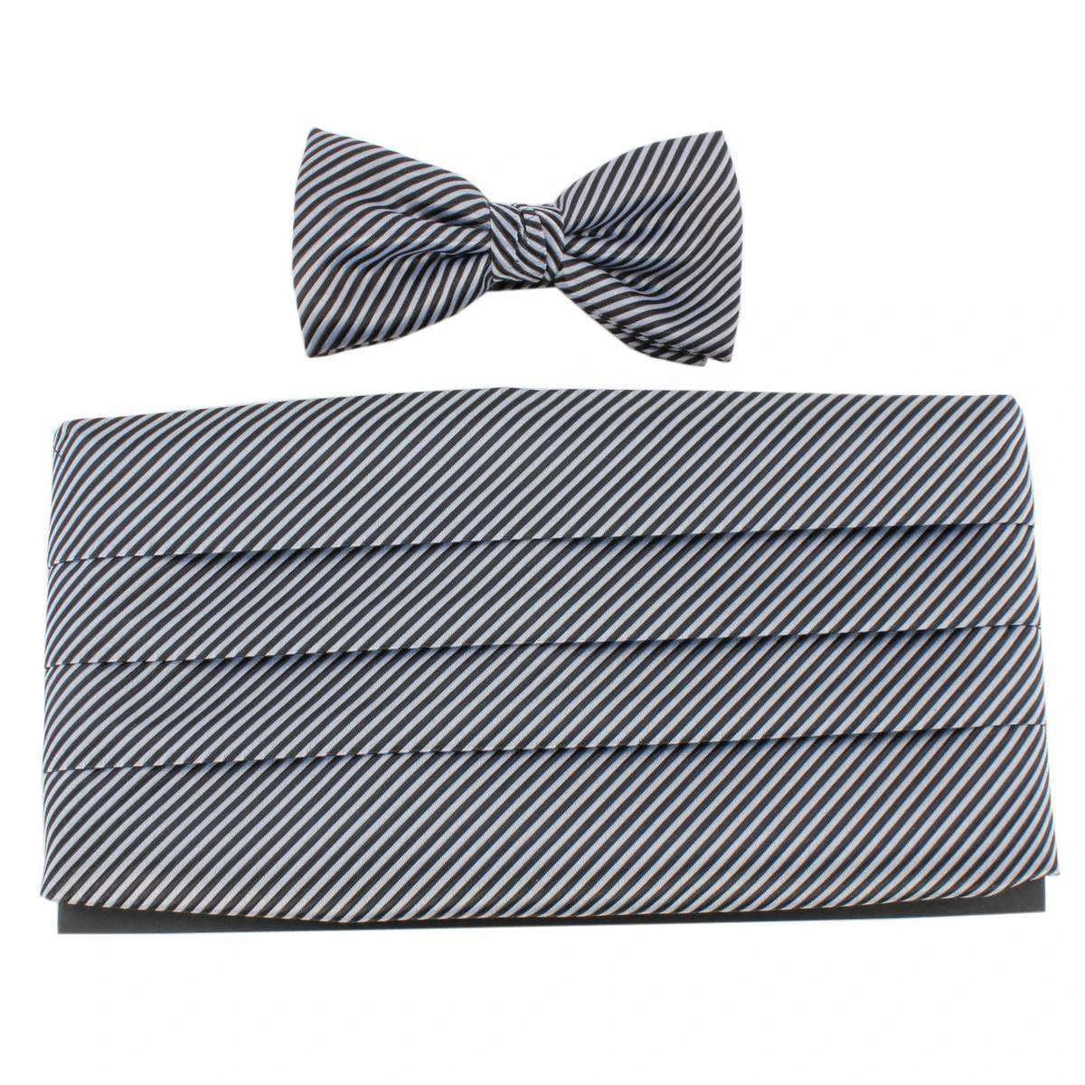 Knightsbridge Neckwear Bow Tie And Cummerbund Set - Black/Silver