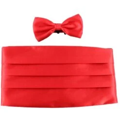Knightsbridge Neckwear Bow Tie And Cummerbund Set - Red
