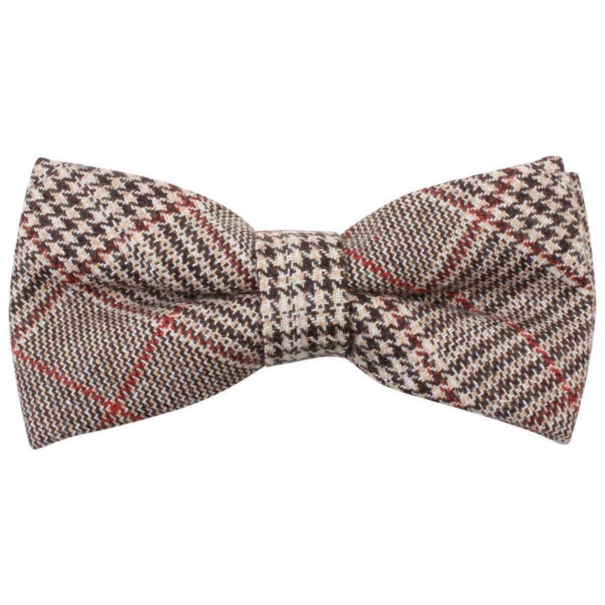 Knightsbridge Neckwear Price Of Wales Checked Bow Tie - Brown/Red