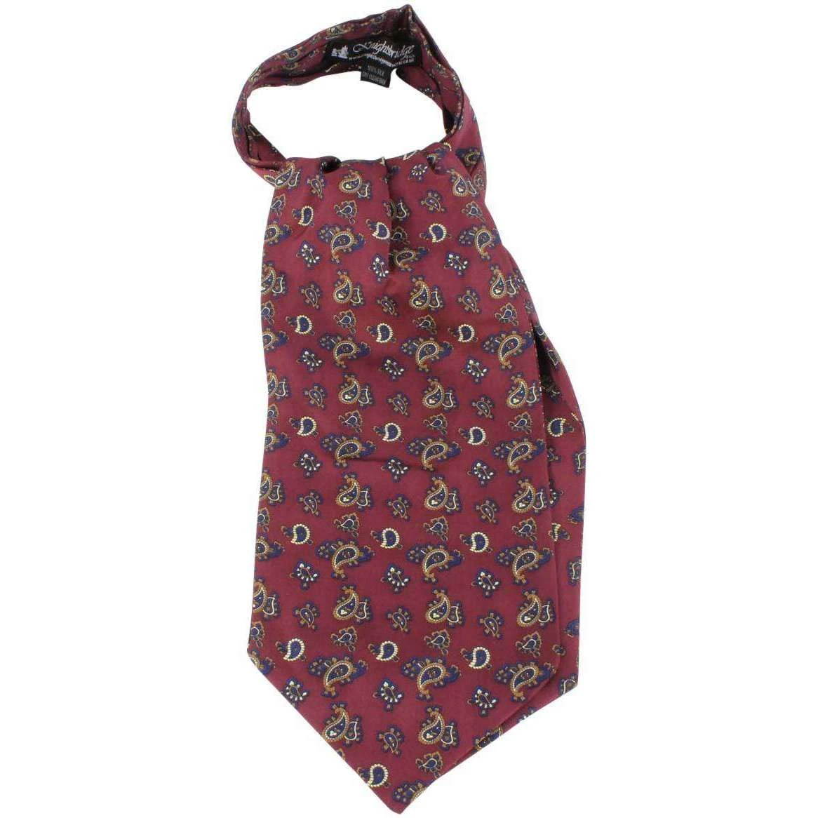 Knightsbridge Neckwear Small Paisley Silk Cravat - Wine - Image 2