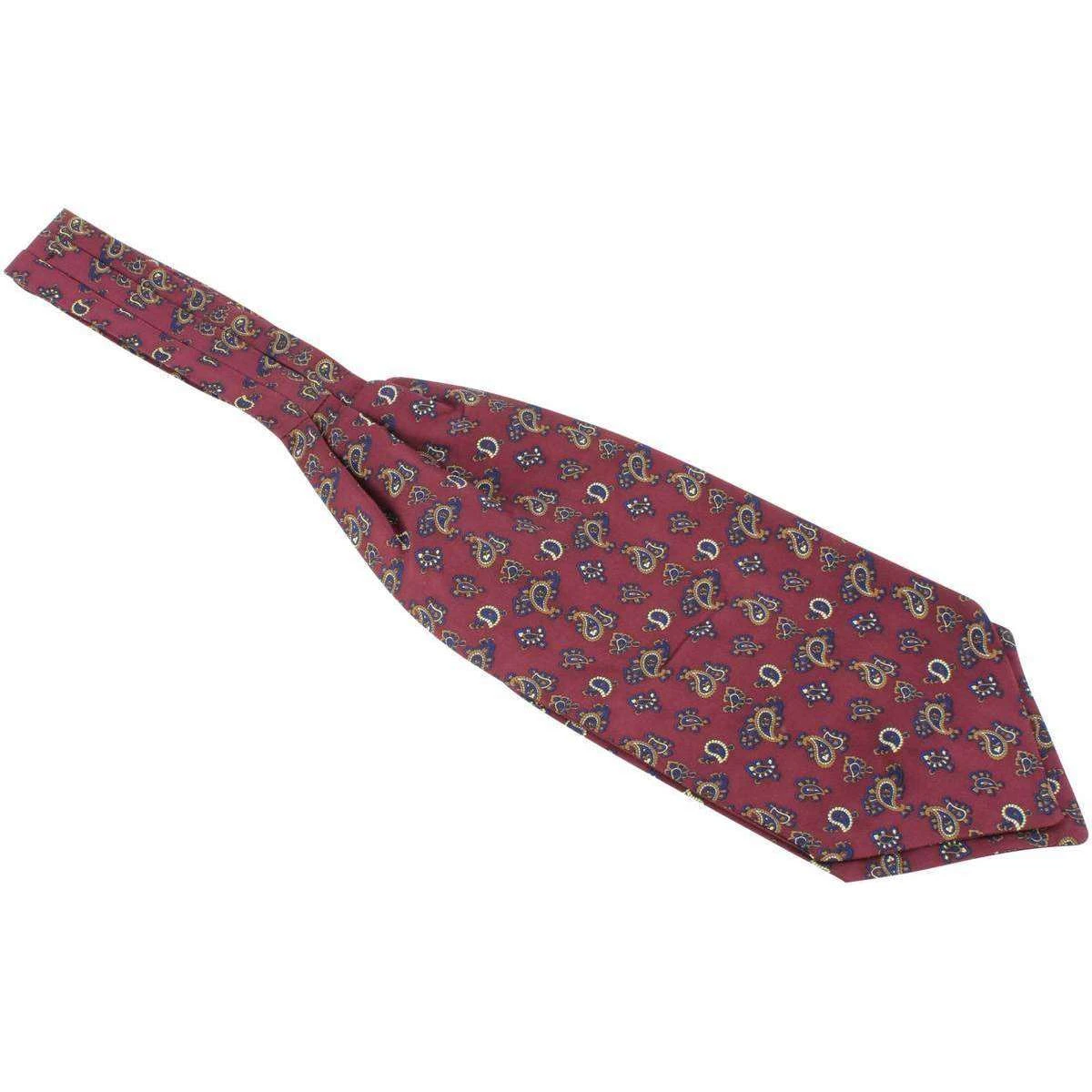 Knightsbridge Neckwear Small Paisley Silk Cravat - Wine - Image 4
