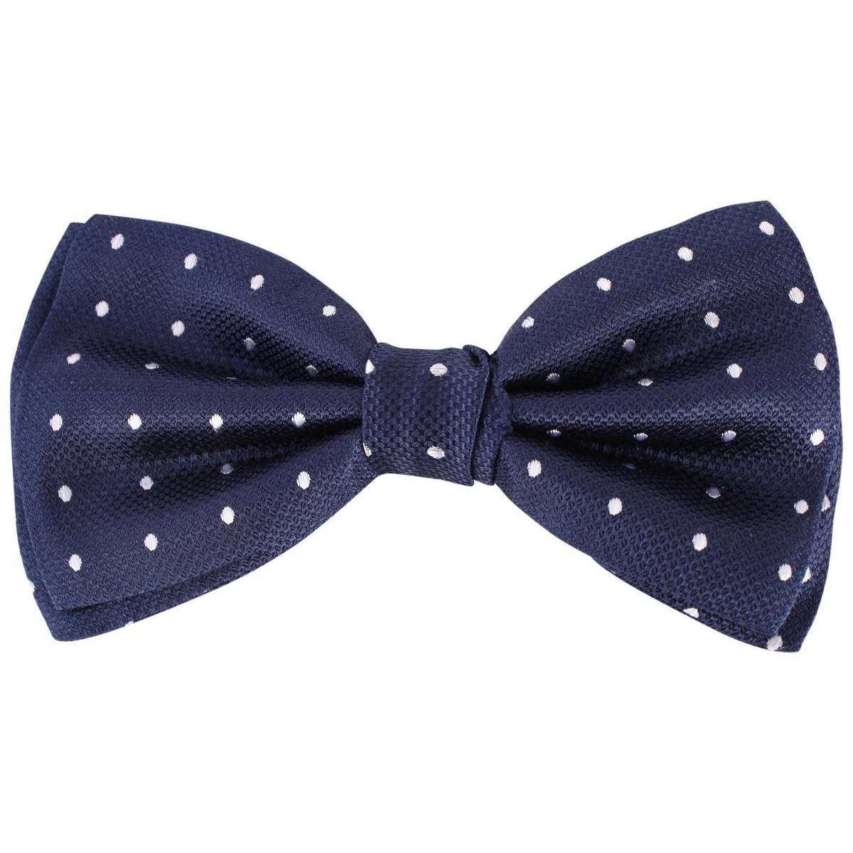 Knightsbridge Neckwear Spots Silk Bow Tie - Navy/White