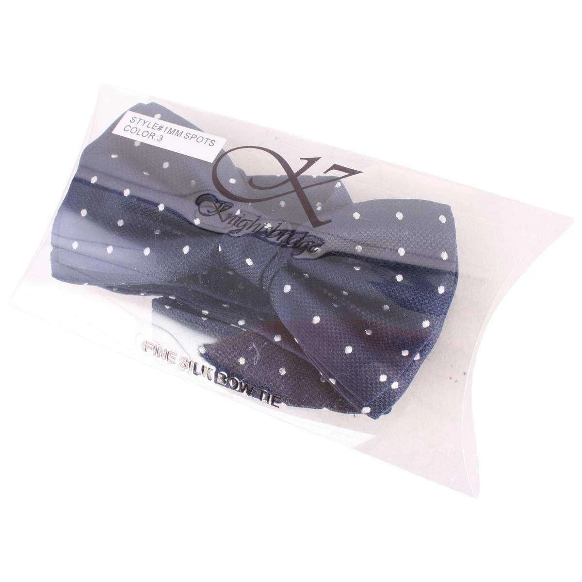 Knightsbridge Neckwear Spots Silk Bow Tie - Navy/White - Image 4