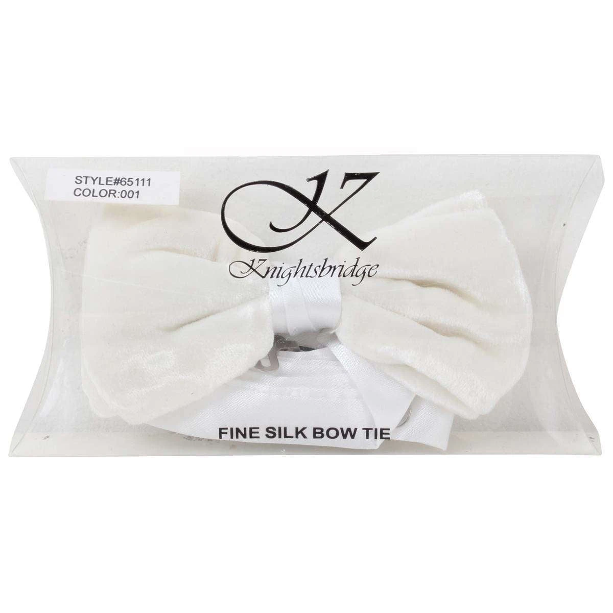Knightsbridge Neckwear Velvet Bow Tie - White - Image 3