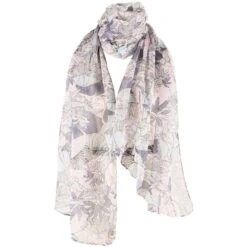 Michelsons Of London Botanical Flower Scarves - Pink/Grey