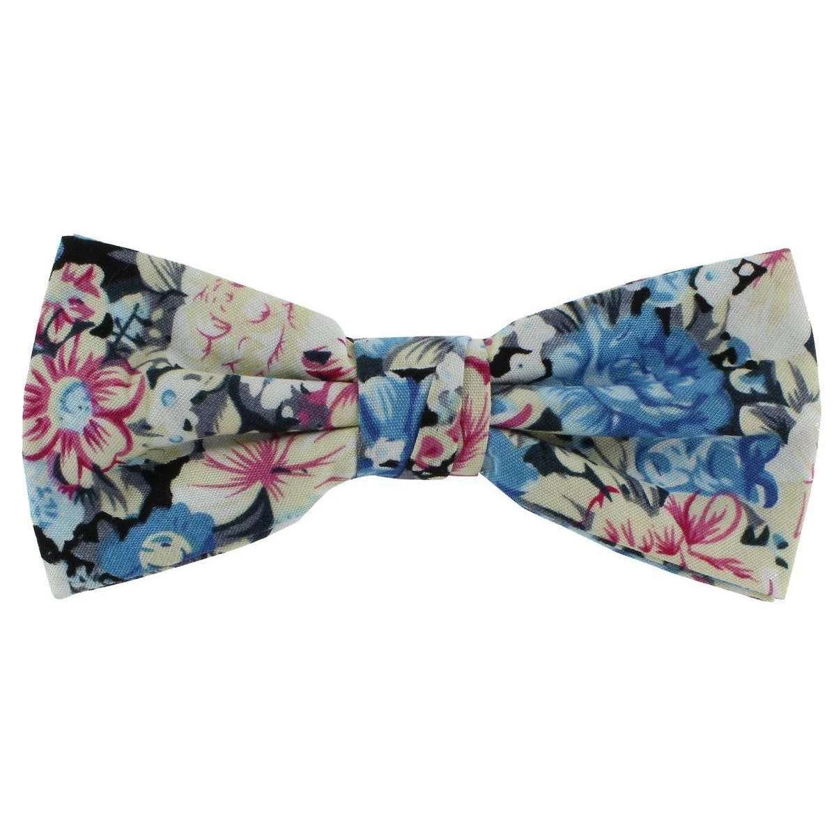 Michelsons Of London Contast Floral Bow Tie And Plain Pocket Square Set - Light Blue - Image 2