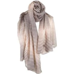 Michelsons Of London Graduated Stripe Scarf - Buff Grey/Beige