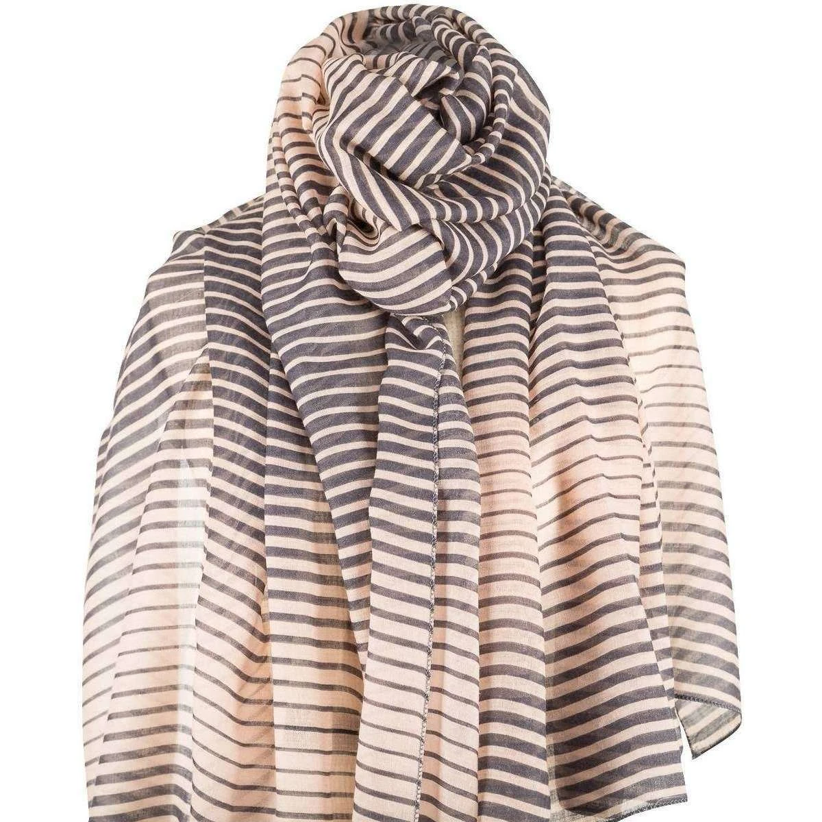 Michelsons Of London Graduated Stripe Scarf - Buff Grey/Beige - Image 2