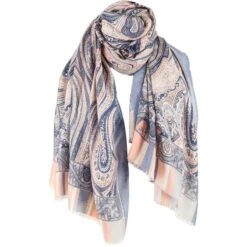 Michelsons Of London Large Paisley Scarf - Blue/Pink