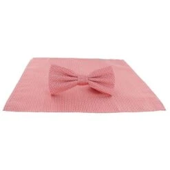 Michelsons Of London Semi Plain Bow Tie And Pocket Square Set - Coral