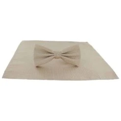Michelsons Of London Semi Plain Bow Tie And Pocket Square Set - Taupe