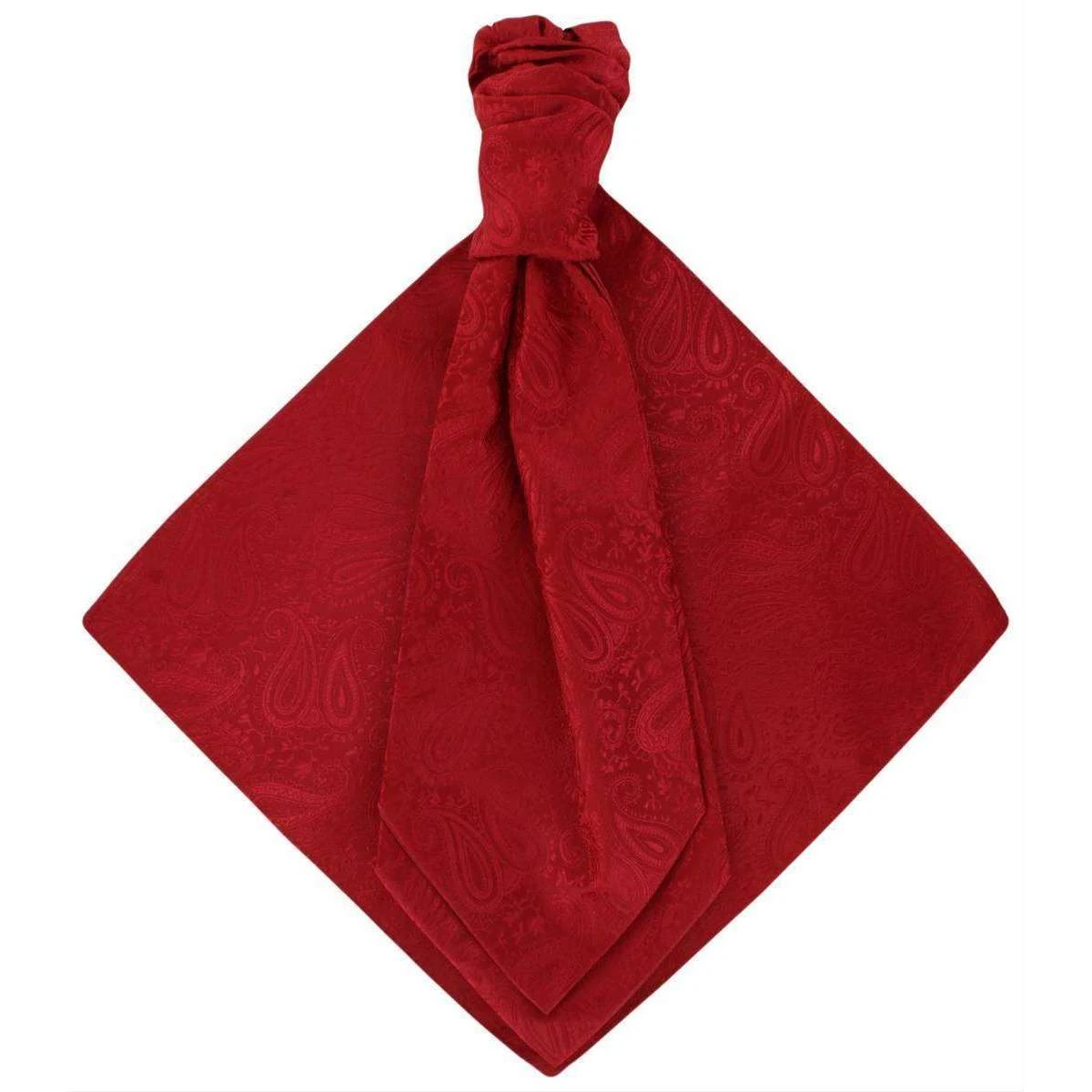 Michelsons Of London Tonal Paisley Cravat And Pocket Square Set - Bright Red