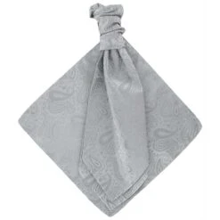 Michelsons Of London Tonal Paisley Cravat And Pocket Square Set - Silver