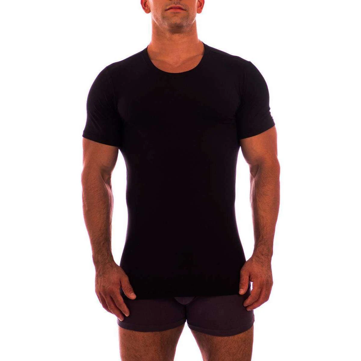 Obviously Essence Crew Neck Short Sleeve Undershirt - Black - Image 3