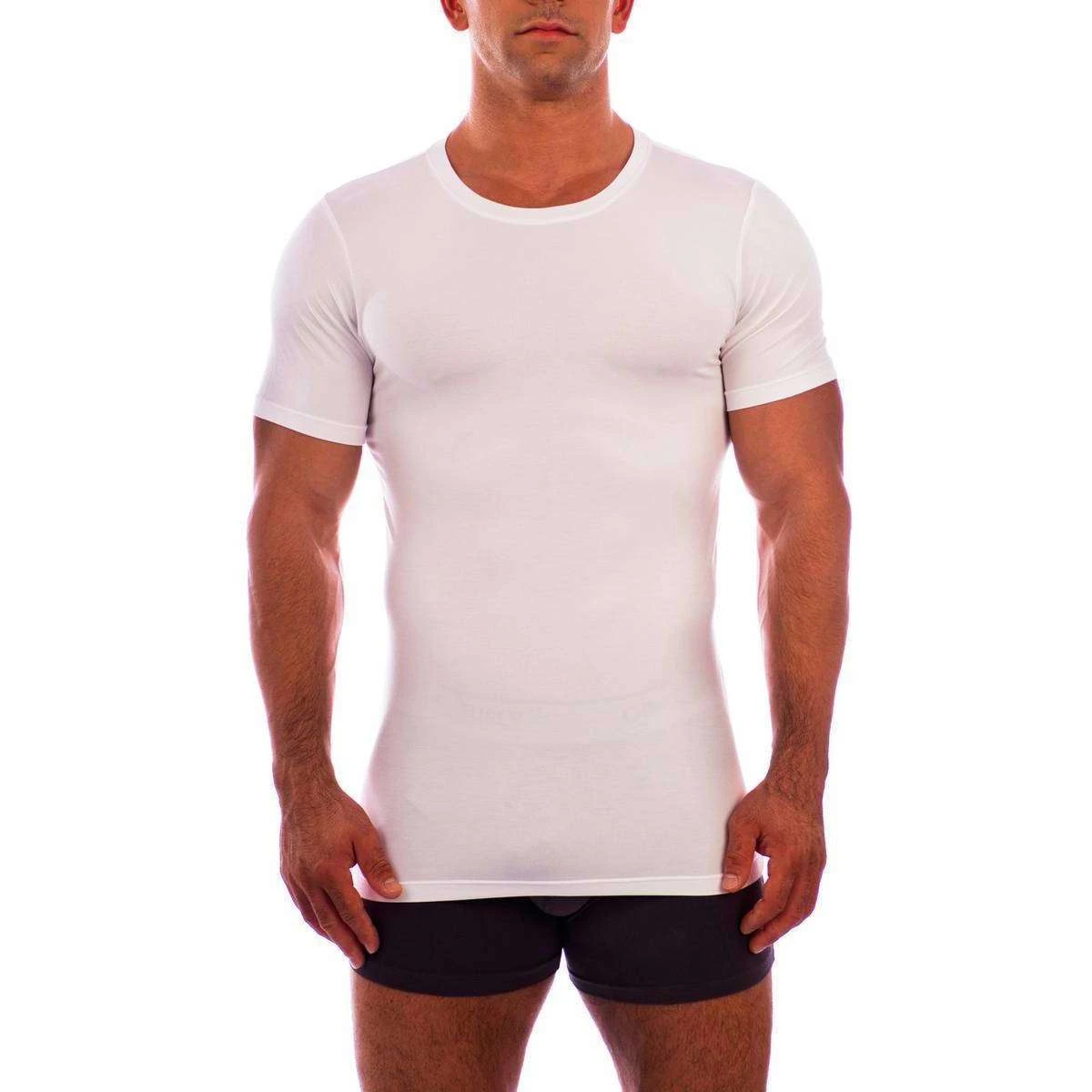 Obviously Essence Crew Neck Short Sleeve Undershirt - White - Image 3