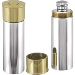 Orton West 4oz Shotgun Cartridge Hip Flask - Silver/Gold