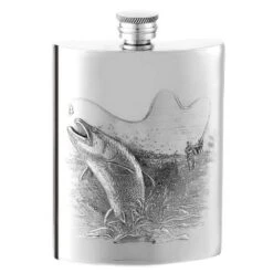 Orton West 6oz Fish Screw Top Hip Flask - Silver
