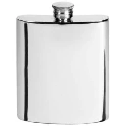Orton West 6oz Plain Pewter Hip Flask - Silver