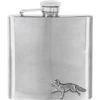 Orton West 6oz Stainless Steel Fox Hip Flask - Silver