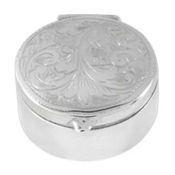 Orton West Engraved Pill Box - Silver