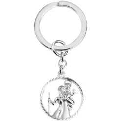 Orton West St Christopher Cut Out Key Ring - Silver