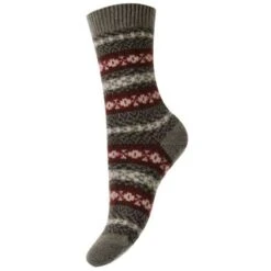Pantherella Skye Traditional Fair Isle Cashmere Socks - Light Olive Mix