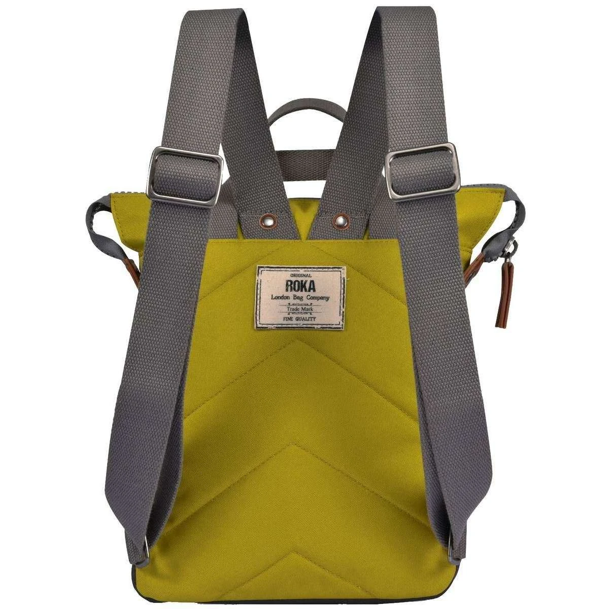 Roka Bantry B Small Sustainable Canvas Flannel Backpack - Pea Green - Image 2
