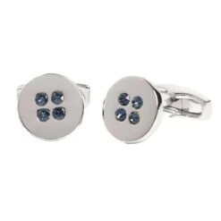 Simon Carter Montana Crystal Button Cufflinks - Silver/Blue