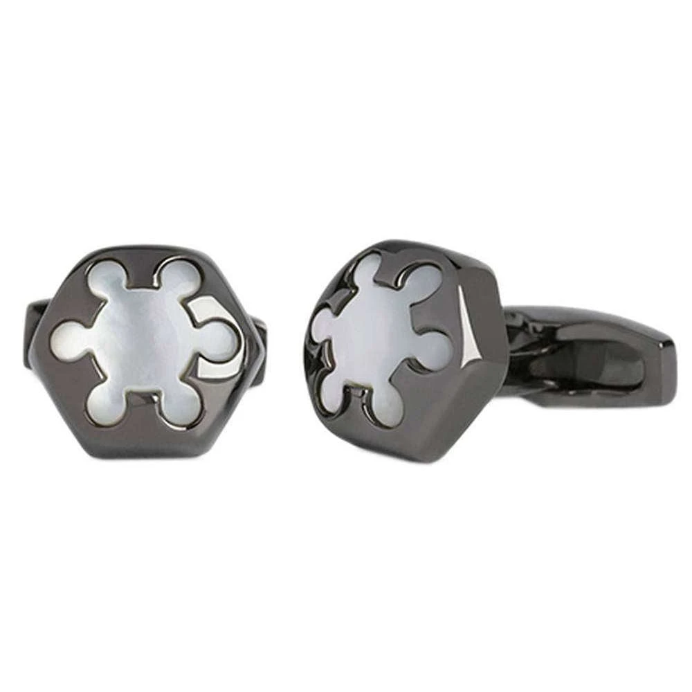 Simon Carter Radial Mother Of Pearl Cufflinks - Grey/White