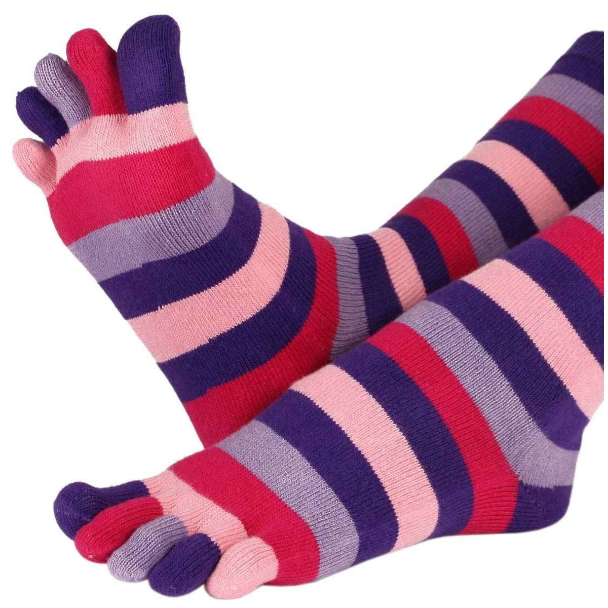 TOETOE Stripy Toe Socks - Purple - Image 4