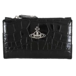 Vivienne Westwood Crocodile Slim Flap Card Holder Purse - Black